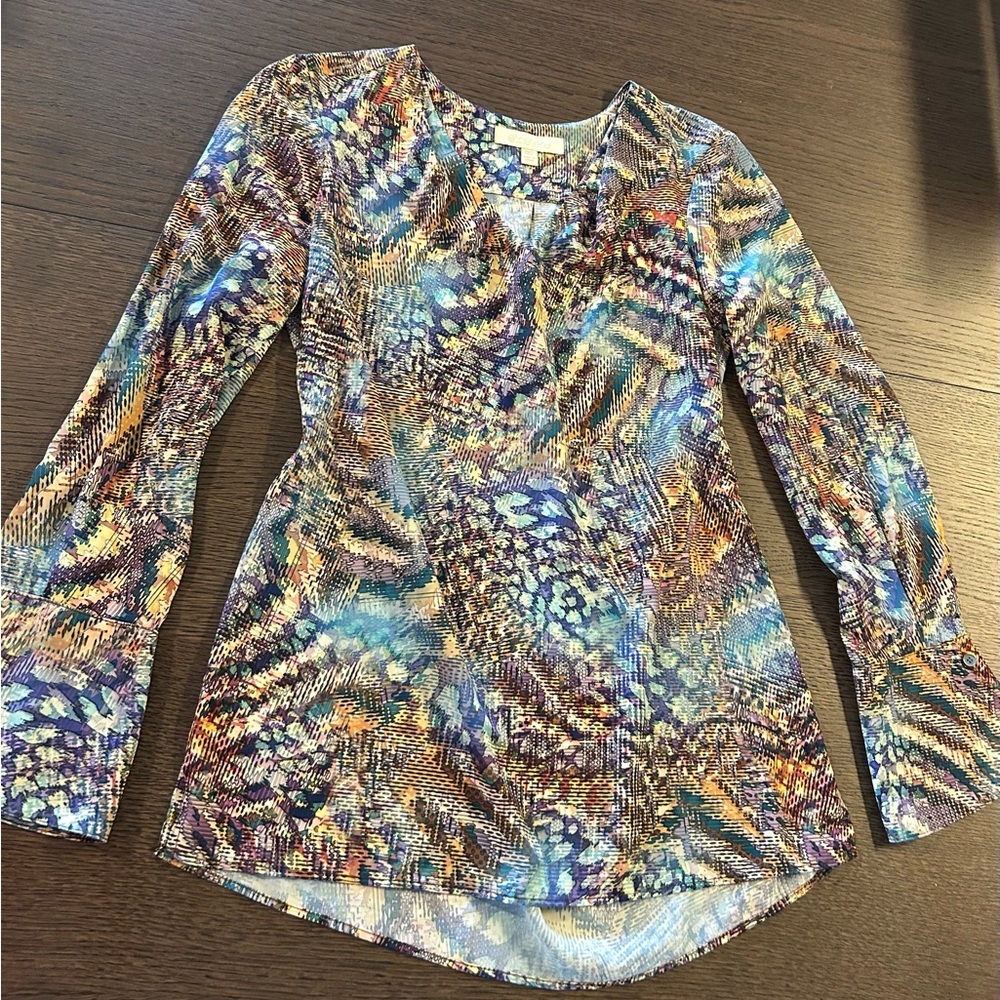 Etcetera Women’s Multi Color Patterned Blouse Sil… - image 2